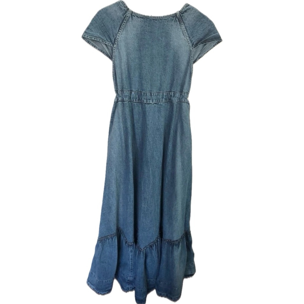 Free People Blue Denim Maxi Dress with Bandana Tie - Picture 6 of 9